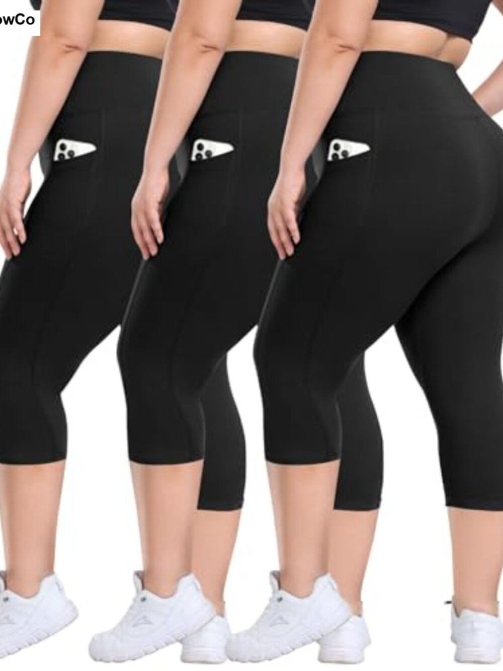 Plus Size High Waisted Leggings with Pockets 3 Pack Tummy Control Workout Yoga